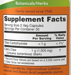 Cat's Claw 500mg 100VegCaps by Now