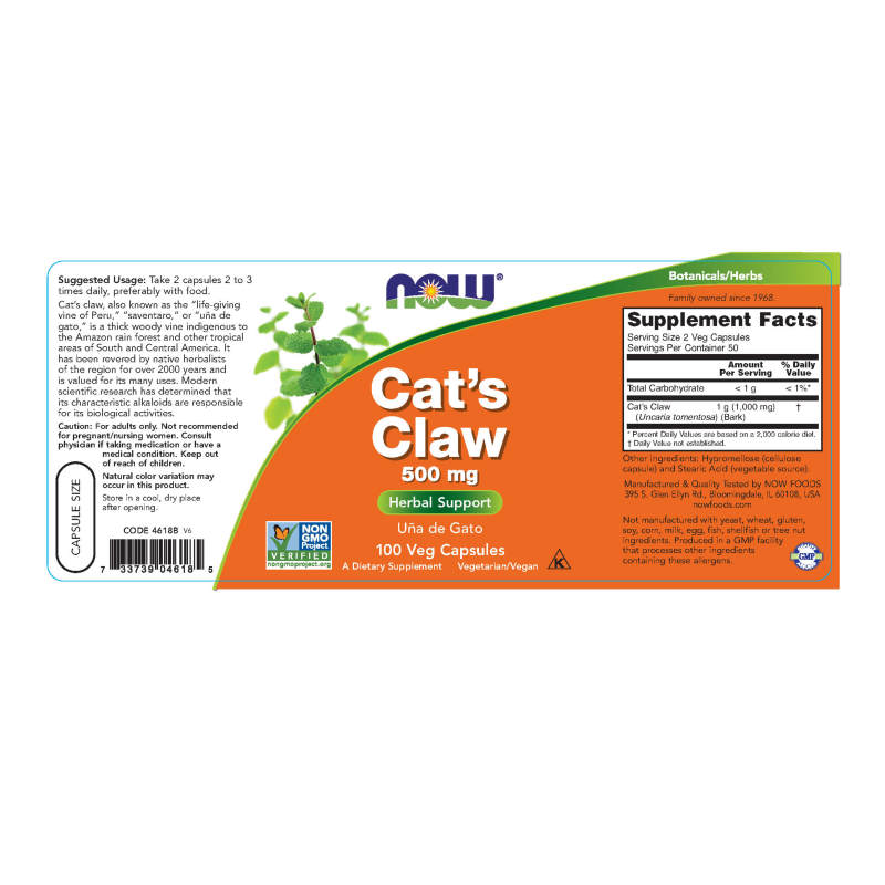Cat's Claw 500mg 100VegCaps by Now