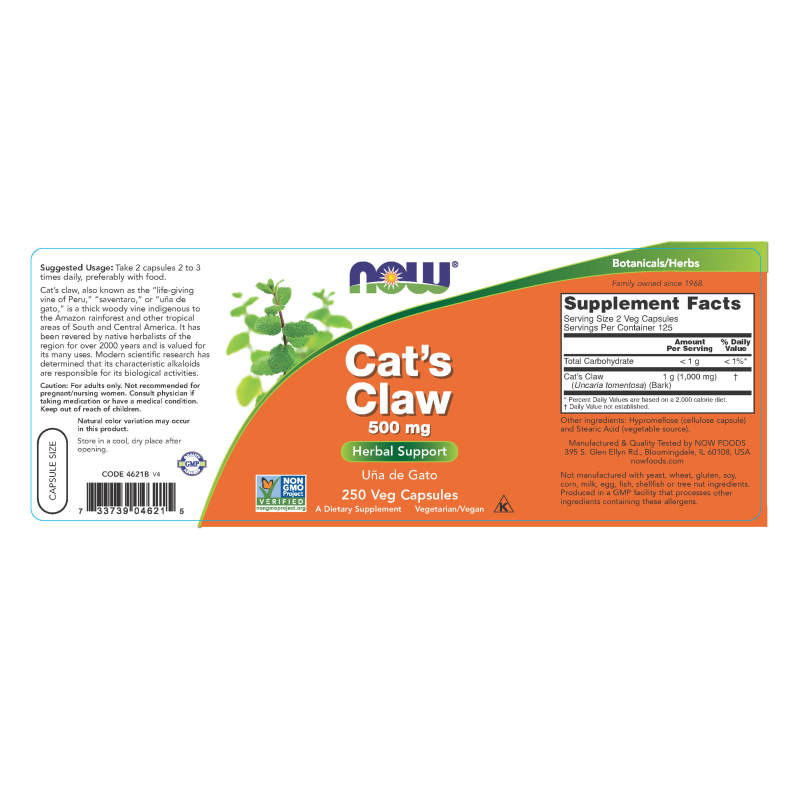 Cat's Claw 500mg 250VegCaps by Now