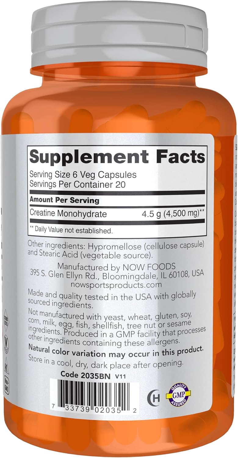 Creatine Monohydrate 750mg 120 Veg Capsules by Now