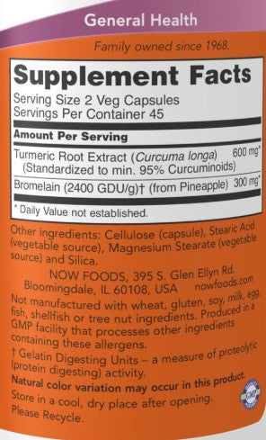 Turmeric & Bromelain 90 Veg Capsules by Now