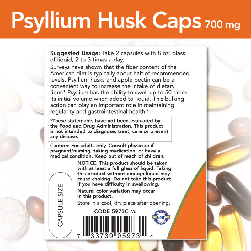 Psyllium Husk 700mg 180VegCaps by Now