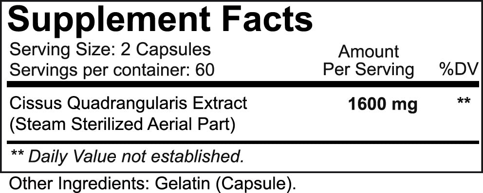Cissus Quadrangularis 800mg 120caps by Nutrakey