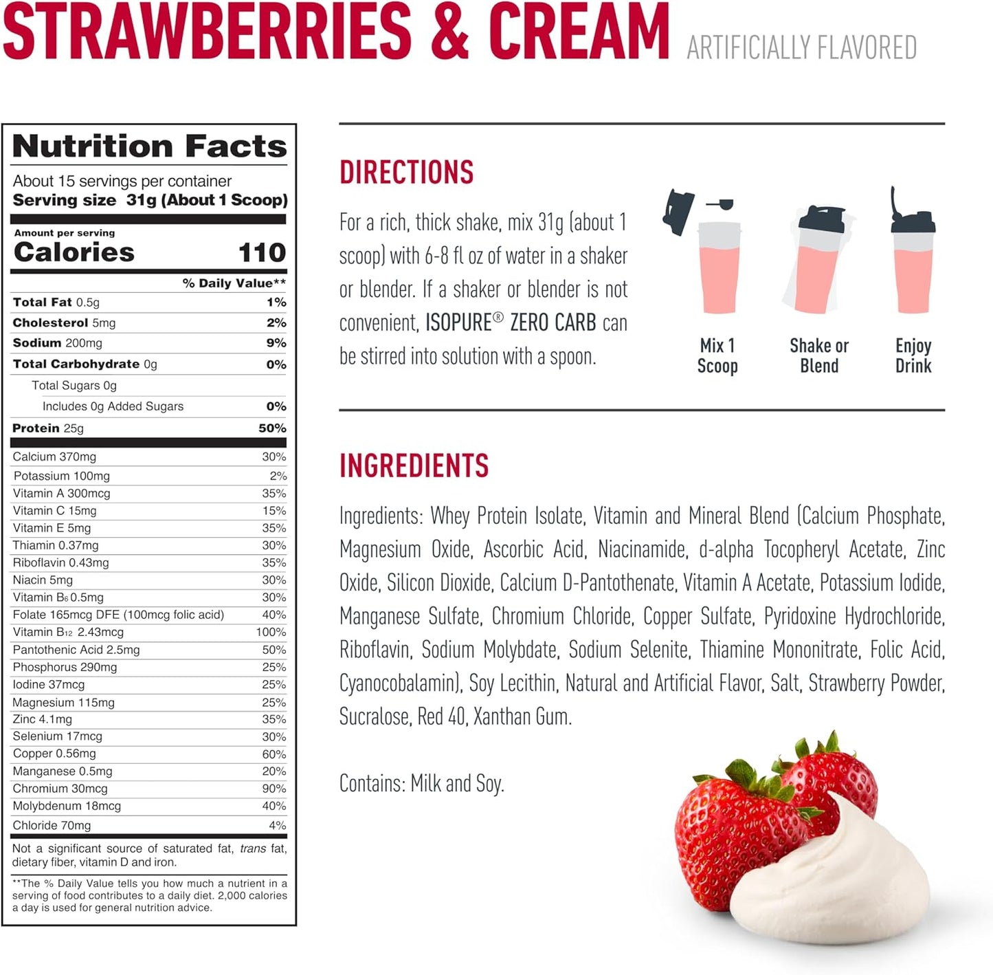 Isopure Natural Strawberry 1lb by Nature's Best