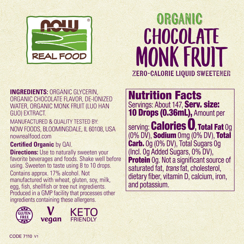 Monk Fruit Liquid Organic Chocolate 1.8oz by Now