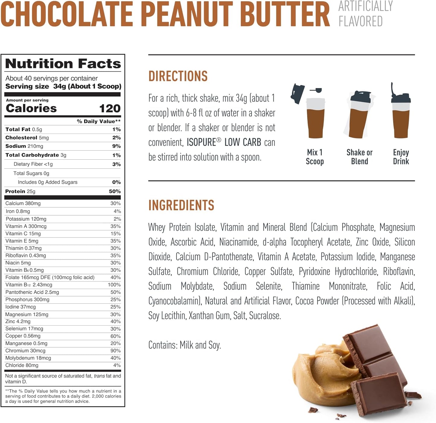 Isopure Chocolate Peanut Butter 3lb by Nature's Best