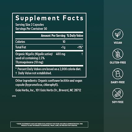 Black Seed Oil Softgels by Gaia Herbs
