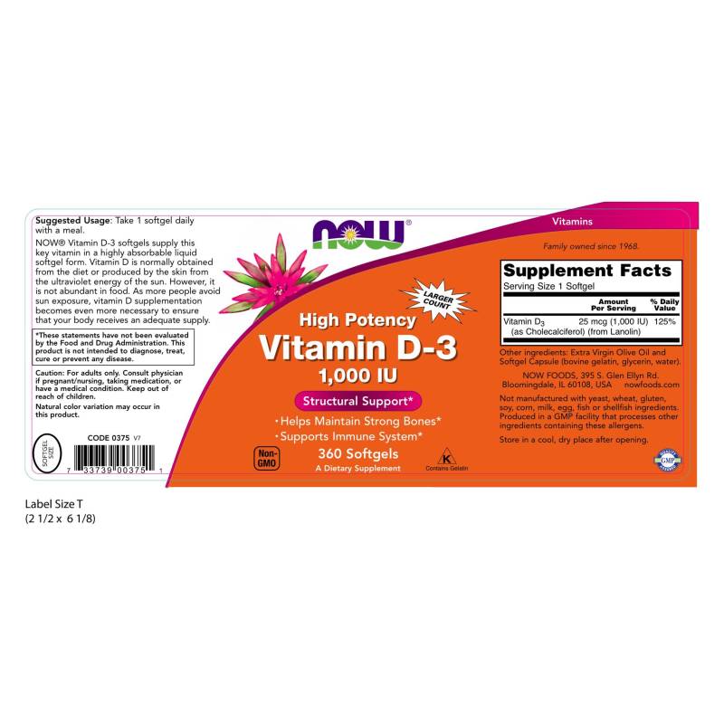 Vitamin D-3 1,000 IU 360sg