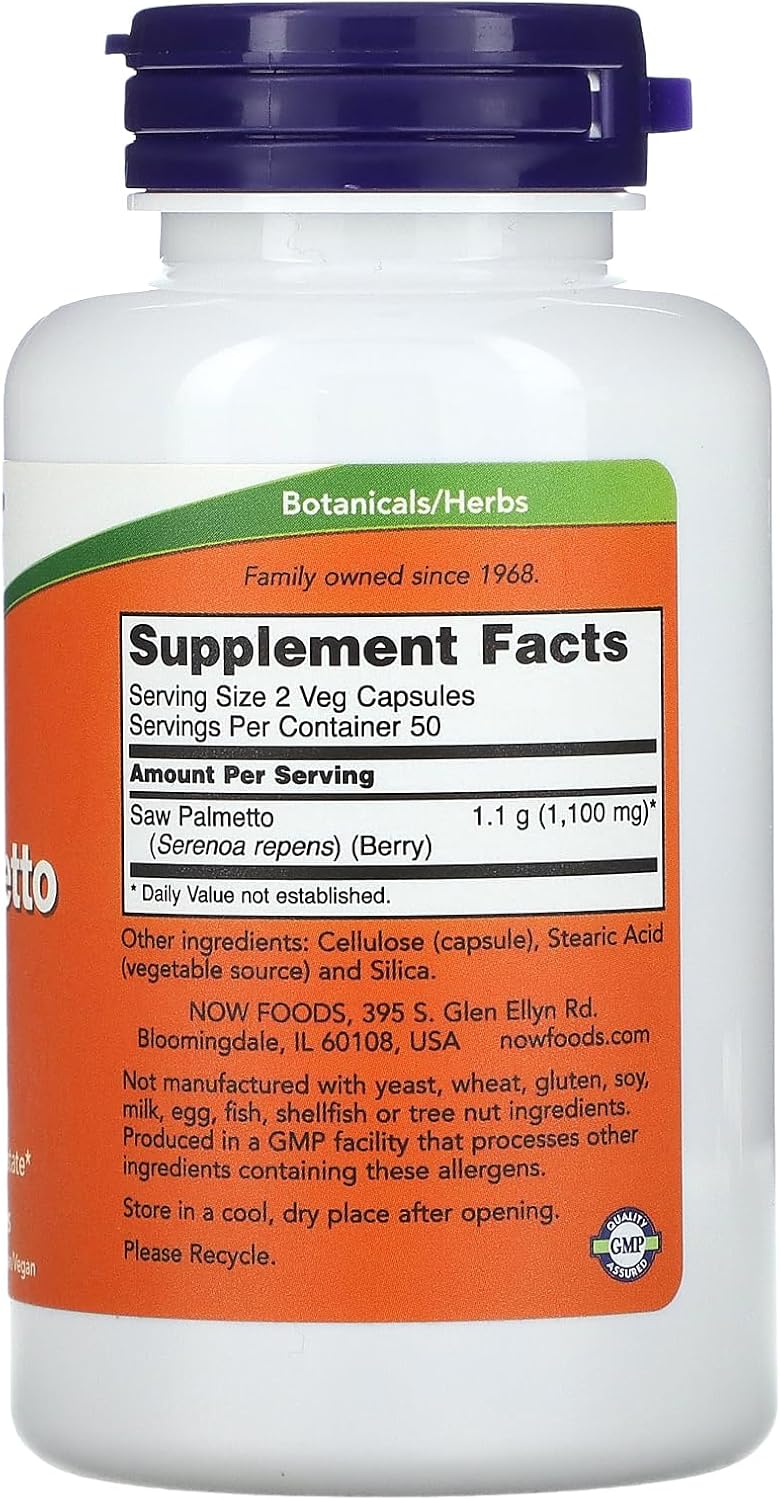 Saw Palmetto Berries 550mg 100VegCaps by Now