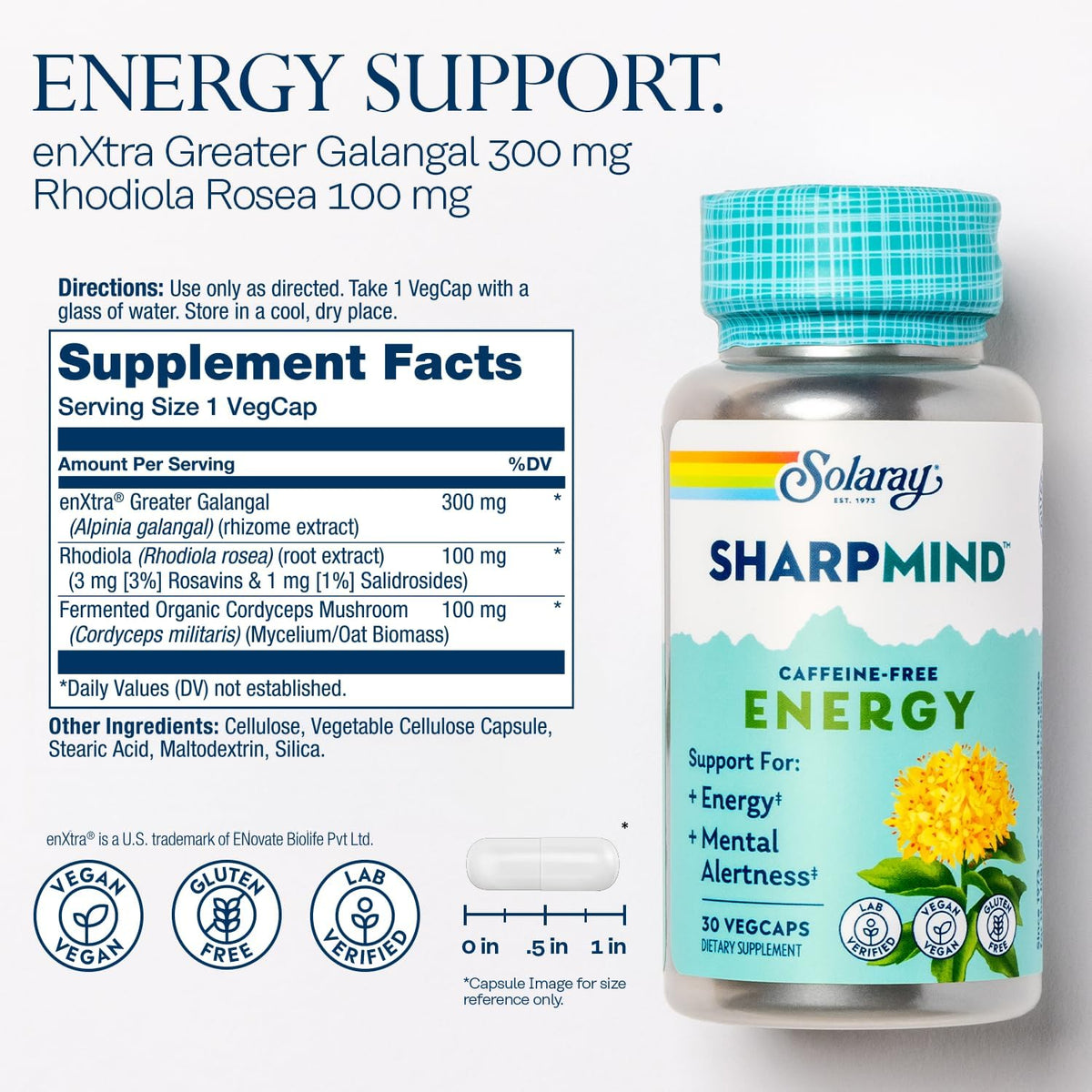 Sharpmind Caffeine Free Energy Formula Capsules by Solaray