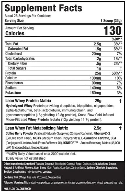 Lean Whey Protein Almond Mocha by Muscle Sport
