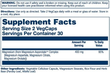 Magnesium Asporotate 400mg Capsules by Solaray