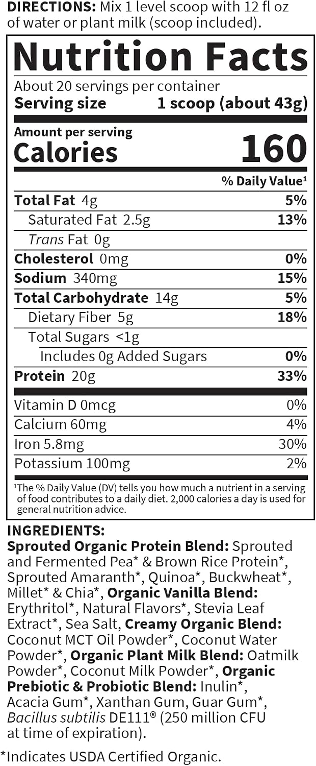 Organic Creamy Oatmilk Protein Powder Vanilla Cookie by Garden of Life