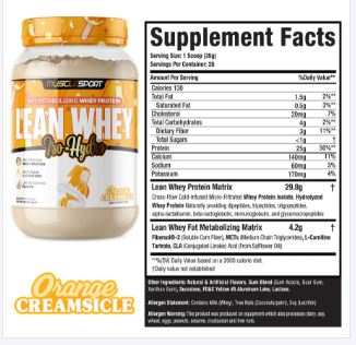 Lean Whey Protein Orange Creamsicle by Muscle Sport