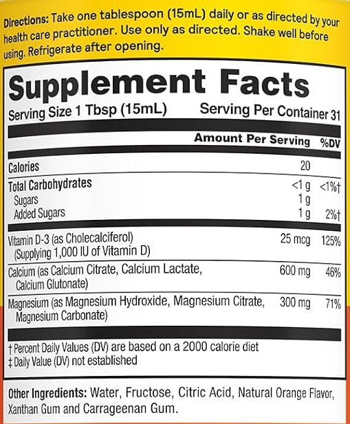 Calcium Magnesium D3 Orange Liquid by Nature's Life