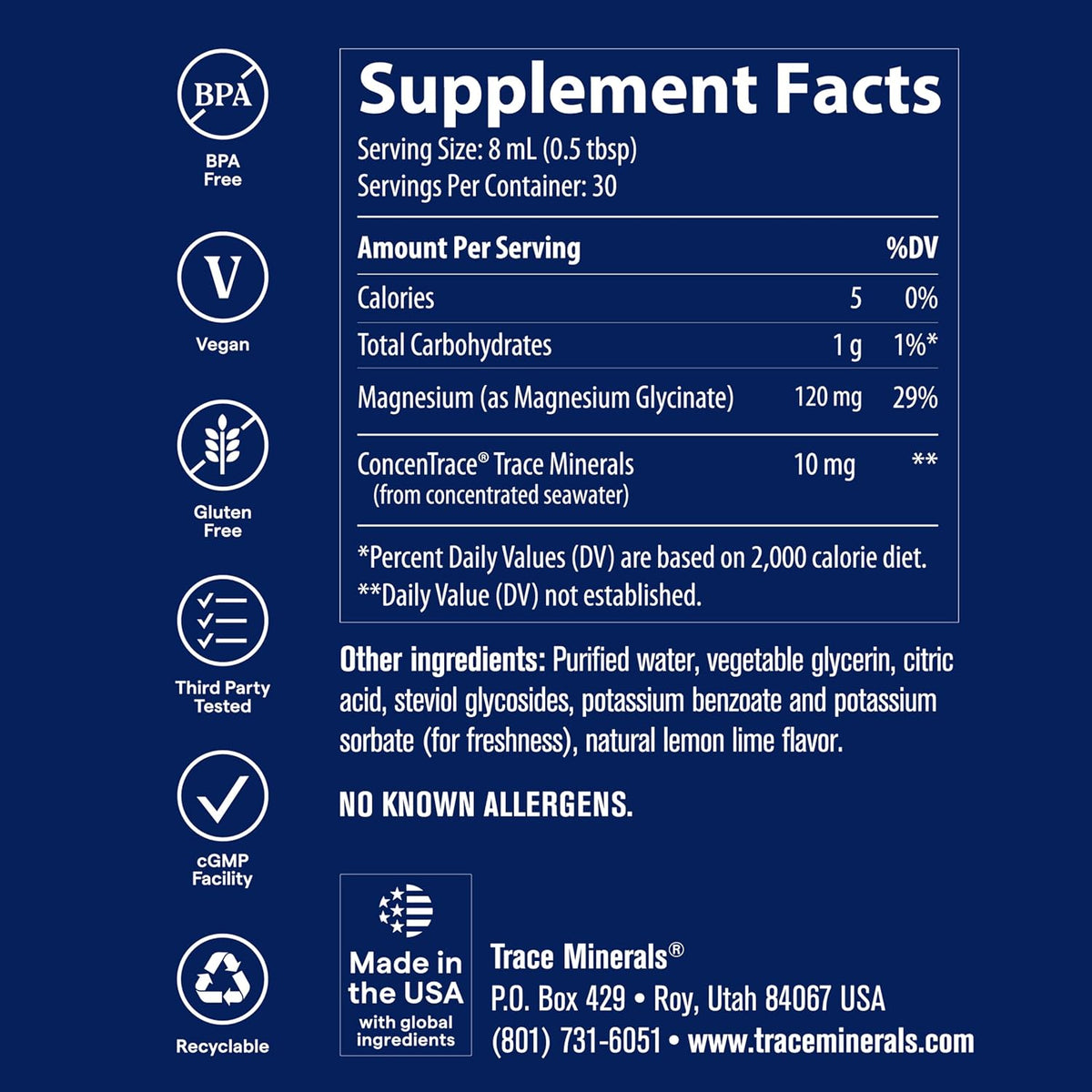 Liquid Magnesium Glycinate Lemon Lime by Trace Minerals