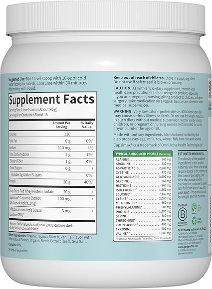 Grass Fed Whey Protein + Weight Management Vanilla Powder by Garden of Life