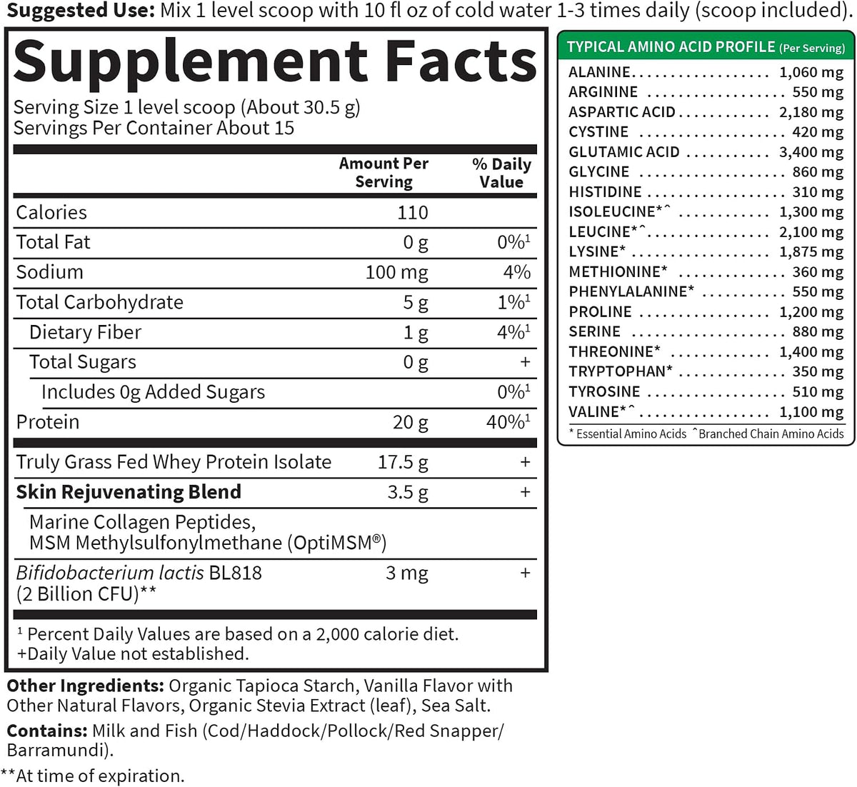 Grass Fed Whey + Skin Rejuvinating Blend Vanilla by Garden of Life