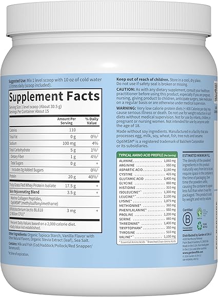 Grass Fed Whey + Skin Rejuvinating Blend Vanilla by Garden of Life