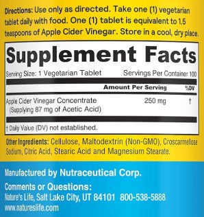 Apple Cider Vinegar Tablets by Nature's Life