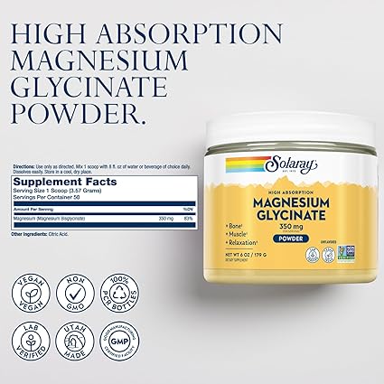 Magnesium Glycinate Unflavored Powder by Solaray