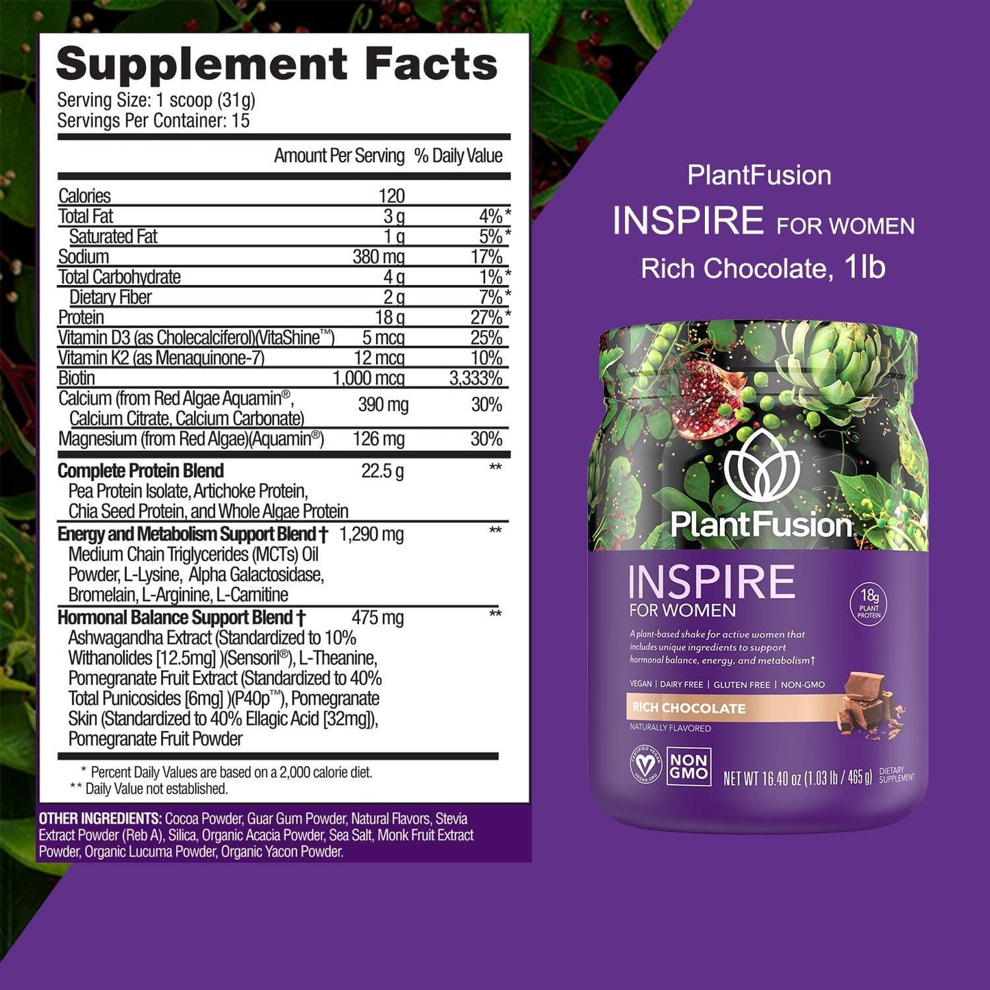 Inspire Plant Protein For Women Chocolate by Plant Fusion