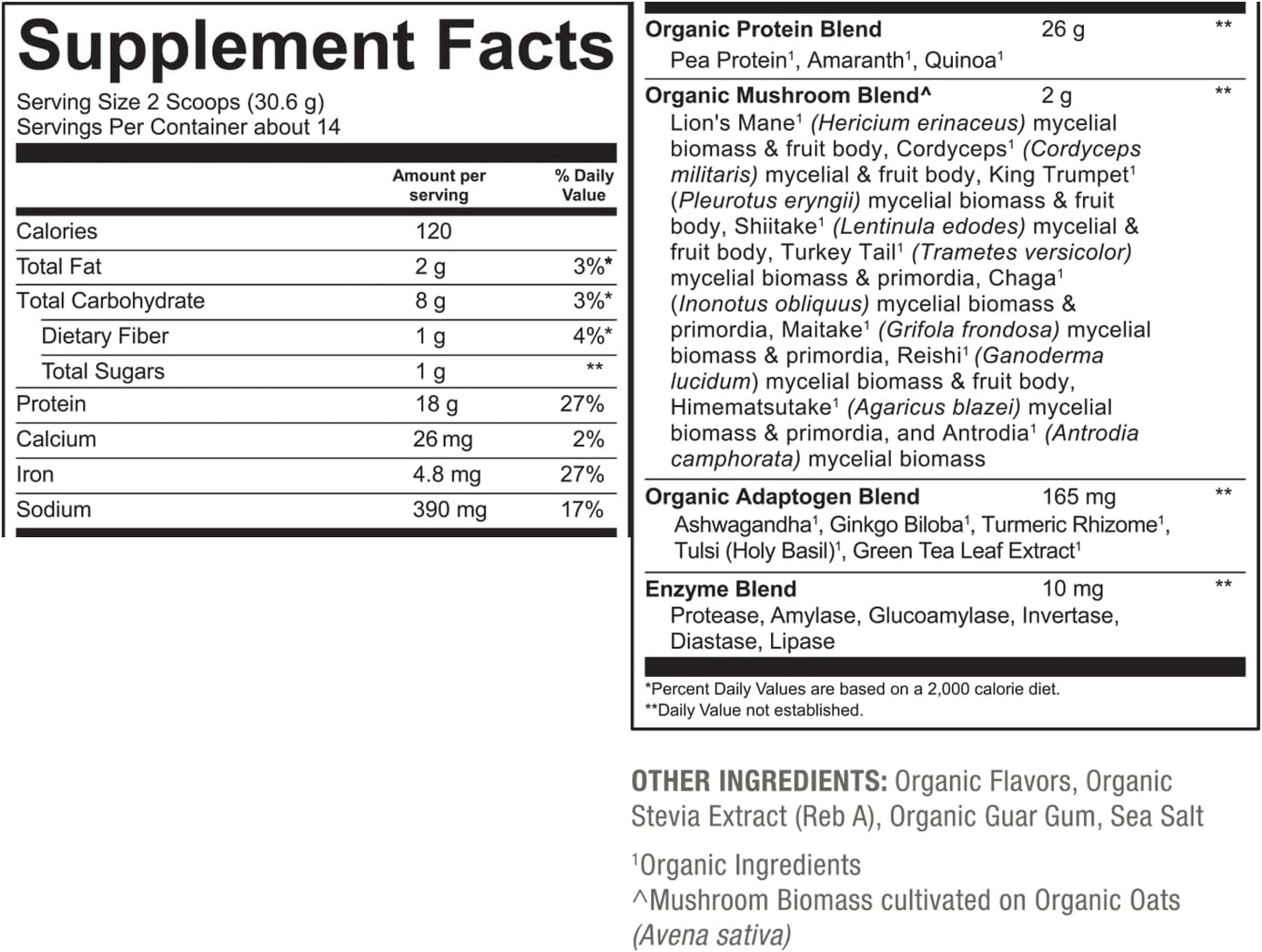 Organic Mushrooms + Protein Vanilla Bean by Plant Fusion