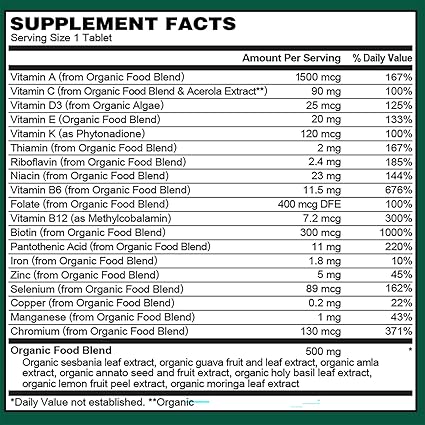 Men's Organic Vegan Once Daily Multivitamin Tablets by Plant Fusion