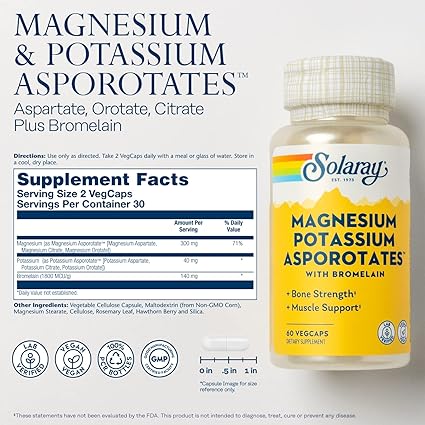 Magnesium Potassium Asporotates with Bromelain Capsules by Solaray