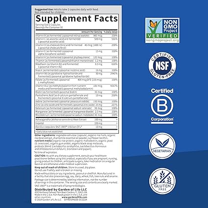 Fermented Liposomal Multivitamin + Stress & Mood Capsules by Garden of Life