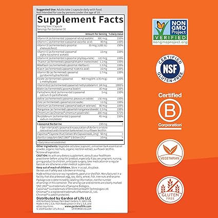 Fermented Liposomal Multivitamin + Metabolism Support Capsules by Garden of Life