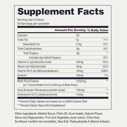Heart Beets CoQ10 Mixed Berry Soft Chews by Snap Supplements