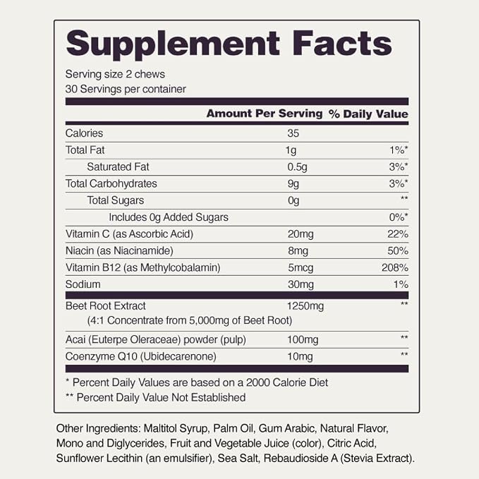 Heart Beets CoQ10 Mixed Berry Soft Chews by Snap Supplements