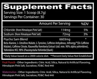 Psycho Sam PreWorkout Fruit Punch by Insane Labz