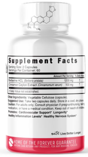 Berberine+ Ceylon Cinnamon Capsules by Nature's Fusions