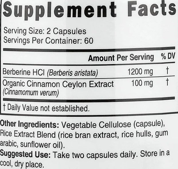 Berberine+ Ceylon Cinnamon Capsules by Nature's Fusions
