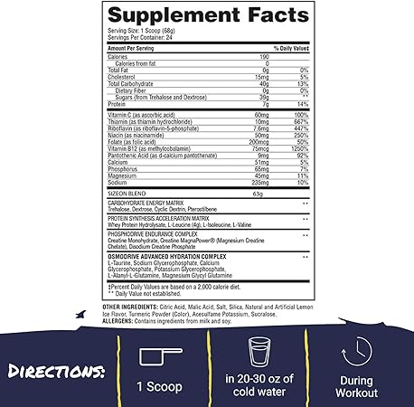 Size On Intra Workout Formula Lemon Ice by Gaspari