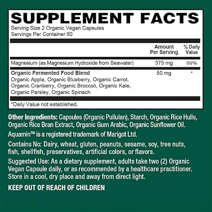 Vegan Seawater Sourced Magnesium Capsules by Plant Fusion