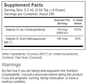 Ionic D3 5000iu + K2 100mcg by Trace Minerals