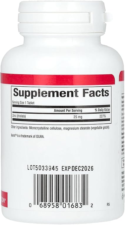 Zinc Chelate 25mg Tablets by Natural Factors