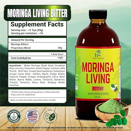 Moringa Living Bitters Liquid Formula by Herb to Body