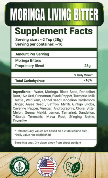 Moringa Living Bitters Liquid Formula by Herb to Body