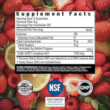 Creatine HCL Gummies Berry Zing by Con-Cret