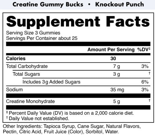 Creatine Gummy Bucks Knockout Punch by Bucked Up