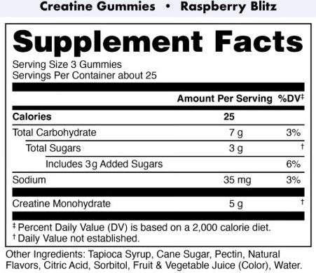 Creatine Gummy Bucks Raspberry Blitz by Bucked Up