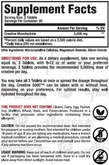 Creatine 5000 Tablets by Metabolic Nutrition