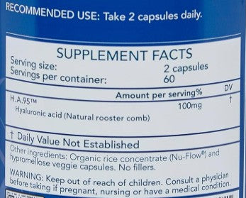 Pure Hyaluronic Acid Rooster Comb Capsules by Longevity by Nature