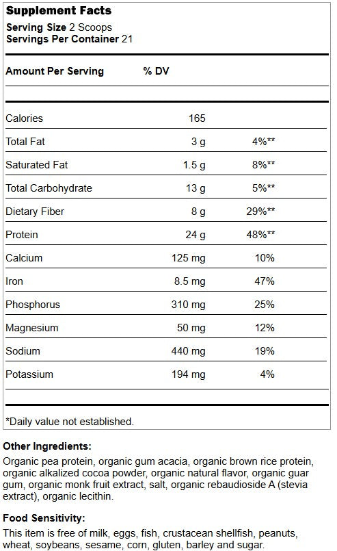 Organic Plant Protein Chocolate by Bluebonnet