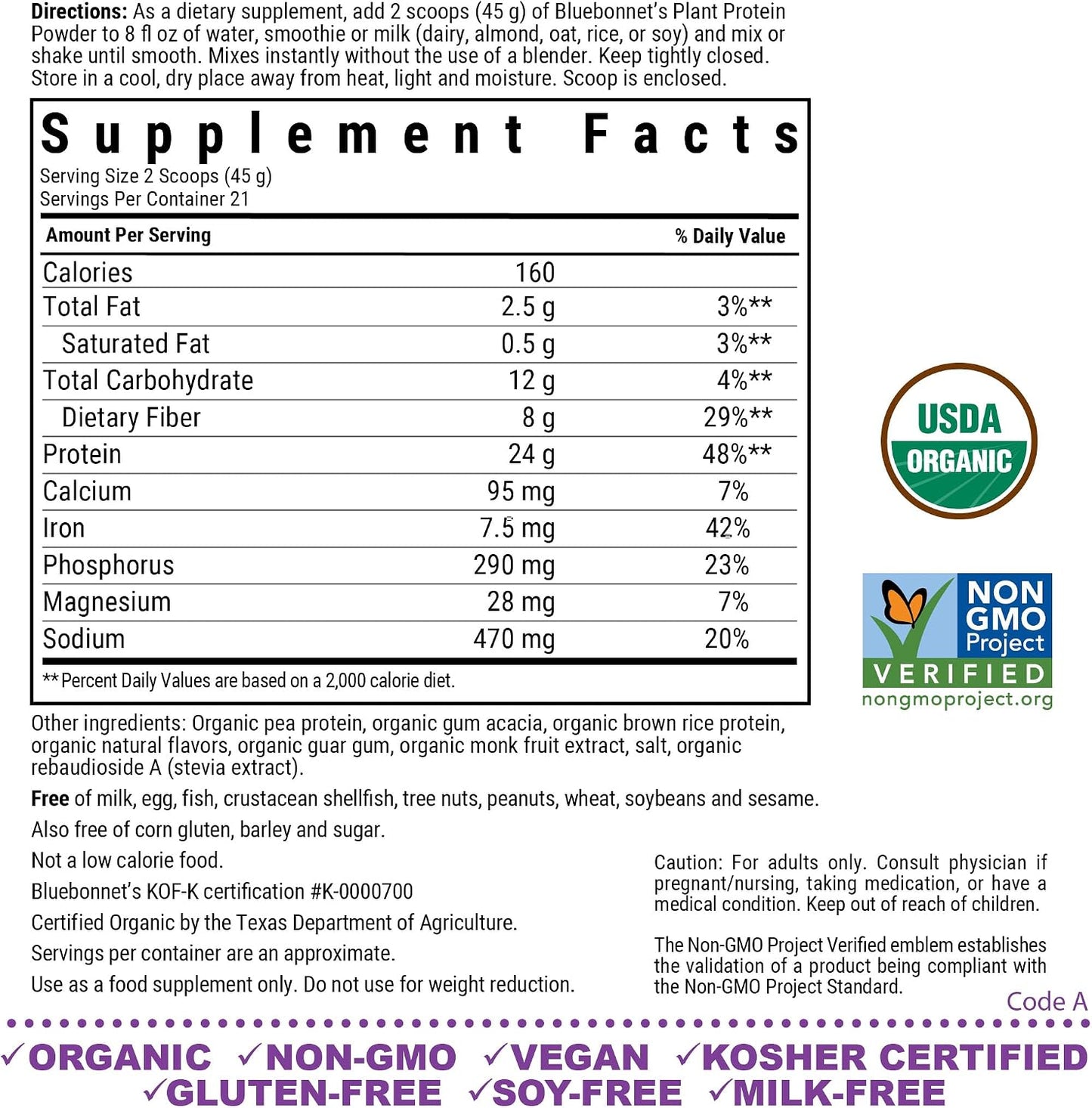 Organic Plant Protein Chocolate by Bluebonnet