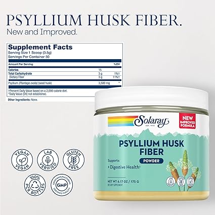 Psyllium Husk Fiber Powder Unflavored by Solaray